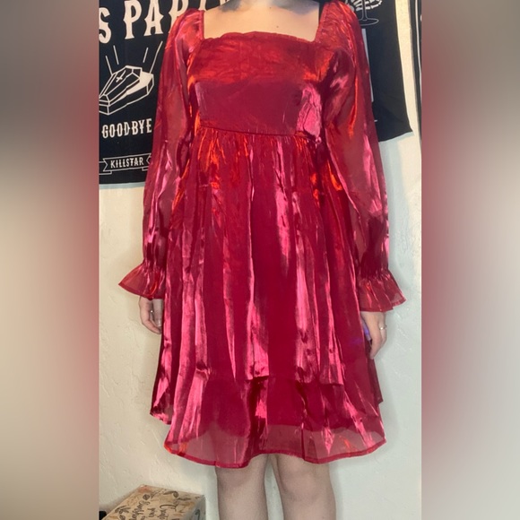 Amazon | Dresses | Red Baby Doll Dress In Large | Poshmark
